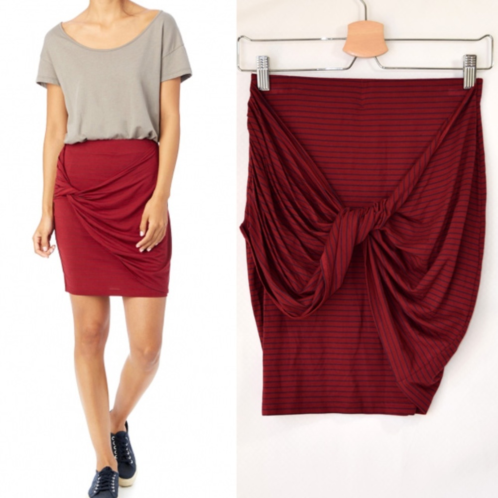 NWT Fifth Jersey Stretch Drape Stripe Mini Skirt